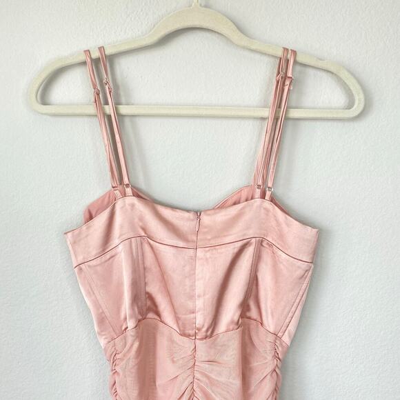 ZARA Ruched Tulle Corset Dress Beige Pink Size Small Satin Balletcore Sexy - Picture 7 of 11